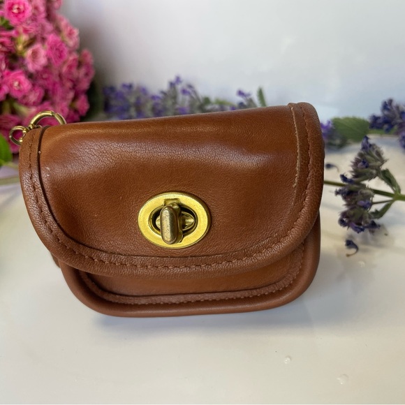 Vintage Coach Mini City Key Fob Coin Purse In British Tan Leather 7105- VGC - Picture 13 of 16